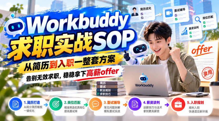 Workbuddy求职实战SOP，从简历到入职一整套方案，告别无效求职，稳稳拿下高薪offer
