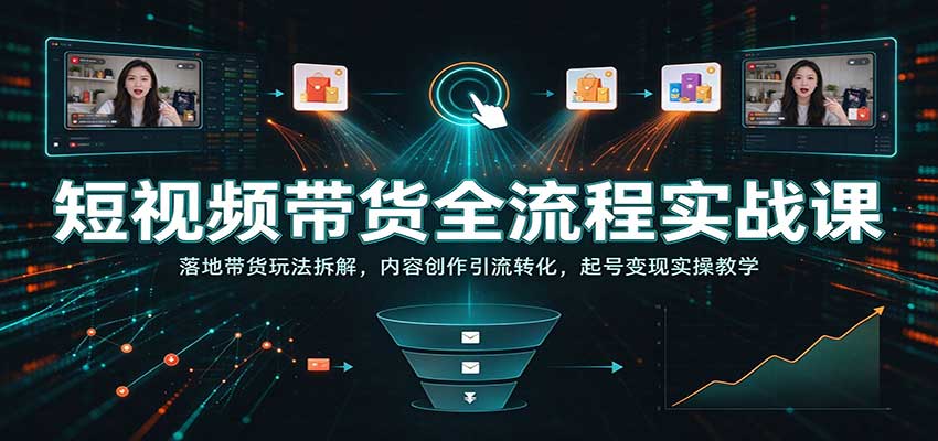 短视频带货全流程实战课：落地带货玩法拆解，内容创作引流转化，起号变现实操教学